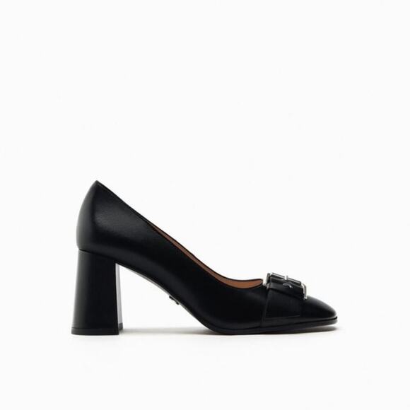 Zara Black SINGLE MONK STRAP LEATHER SHOES 7.5 US - Picture 2 of 16